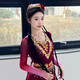 Fuyi Hao Xinjiang dance costume female Uyghur performance costume new ethnic minority large swing skirt practice art test Uighur burgundy gradient large swing skirt + girdle, free hat + small red flower M