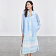 Chandubila holiday two-piece set, elegant and romantic lapel loose shirt & gradient tie-dye printed suspender dress, glacier blue M 100-110Jin Jin equals 0.5kg recommended choice