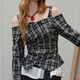 UNIFREE Spring 26 American College style irregular hem design fashionable age-reducing slim long-sleeved shirt Black L