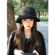 Huangsi Republic of China Retro Small Hat Women's 2026 Autumn and Winter French Basin Hat Temperament Bow Hepburn Style Dome Fisherman Hat Black (54-58)
