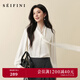 SEIFINI Meng Ziyi endorsed lace flutter collar shirt 2025 autumn new elegant temperament commuter long-sleeved top for women, white S