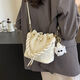This year's popular small bags for women 2025 new spring and summer versatile fashionable shoulder crossbody bag hand-held pleated bucket bag off-white without pendants