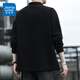 Jeanswest Fashionable Simple Pullover Sweatshirt 2025 New Autumn and Winter Loose Casual Henley Collar Top Men's Trendy Bottoming Shirt Black M Recommended 110-115Jin Jin equals 0.5 kg