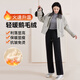 Langsha Down Pants Women's New Winter High-waist Slim Straight Pants Loose Warm Plus Velvet Thickened Casual Pants Black 90% White Goose Down Snow Country Special L Recommended Weight 110-130 Jin Jin equals 0.5 kg