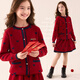 Hello Kitty girls suit children's skirt red New Year's greetings sweater autumn and winter thick big children's New Year's wear 18028 red 150