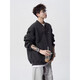 Heavy letter sweatshirt men's autumn and winter American fashion brand Henry collar long-sleeved retro inner layering shirt jacket black XL recommended 120-140Jin Jin equals 0.5 kg