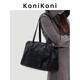 KONIKONI Women's Handbag Large Capacity Shoulder Bag Genuine Leather Bowling Tote Bag Women 2026 New Autumn and Winter Boston Black