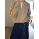 Digada Henry collar sweater men's autumn and winter cleanfit American retro sweater lazy bottoming shirt casual sweater YXXS-M5818 Khaki L