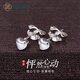 Laofu gold simple love earrings platinum heart-shaped earrings about 1.04g