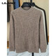 Lilan's new yak wool sweater men's round neck thickened sweater middle-aged and elderly dad wear winter 400g sweater tobacco leaf brown thickened 4XL (190)