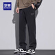 ROMON 2025 New Men's Velvet Casual Pants Loose Straight Sports Pants Men's Autumn and Winter Versatile American Pants Trend 833 Gray Velvet XL Recommended 135-155 Jin Jin equals 0.5 kg
