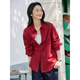 Vimly cotton and linen blended long-sleeved shirt jacket for women spring new design top jacket Reson red XL