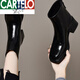 Cardile Crocodile British Style Martin Boots Women's 2025 New Autumn and Winter Square Toe Medium Heel Thick Heel Plus Velvet Ankle Boots Retro Genuine Leather Short Boots High Top Black Single Mile High Top 34