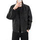 JOEONE Diyu Shenlong leather jacket for men, Korean version, trendy, handsome, casual, stand-up collar, black XL