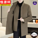 Hengyuanxiang high-end stand-up collar cashmere double-sided woolen coat for men winter down lining windbreaker mid-length woolen coat 5585 one-piece three-wear with lining khaki M 170/88A