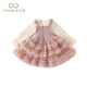 Fanhunting girl's dress winter style children's princess plus velvet suspender skirt baby girl's one-year-old dress winter pink/excluding accessories bag 110 cm