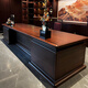 Black gold solid wood boss desk executive desk new Chinese style office desk background cabinet combination high-end chairman room furniture 2.0 meter executive desk (200*102*760cm) Gabon black gold wood