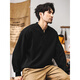 ISI Warm Autumn American Retro Heavyweight Sweater Men's Autumn Trendy Henry Collar Half Cardigan Jacket Men's Spring and Autumn Style Long Sleeve PO Black_ 350g Heavy M _ Suitable for 100-125Jin Jin equals 0.5 kg