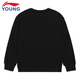 Li Ning children's sweatshirt for men and women, autumn and winter new thickened warm round neck loose casual children's sports and leisure sweatshirt black 73-3 plus velvet 160