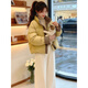 Lu Wang Lian Xue Korean Contrast Color Down Cotton Jacket Women's Winter 2025 New High-end Western Style Small Short Thickened Cotton Jacket Yellow M 105-120Jin Jin is equal to 0.5 kg