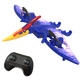Children's remote control pterosaur airplane simulation dinosaur toy with cool sound effects four-axis drone aircraft boy gift Extra large five-way remote control Velociraptor - blue gift box