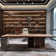 Italian minimalist solid wood boss desk office desk and chairs black walnut executive desk high-end executive desk office size customization (contact customer service)