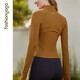 
Fan Sheng Yoga Running Fitness Clothes for Women Slim waist-length long-sleeved nude elastic sports jacket jacket cardigan FC12858 Moonlight Black XL