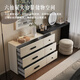 Pinyou French Master Bedroom Extremely Narrow Dressing Table and Cabinet Integrated Small Apartment High-Level 30cm Ultra-Thin Bedside Retractable Dressing Table Upgraded Model - ENF Grade Solid Wooden Board 1 Meter Dressing Table + 1.2 Meter Six Drawer Cabinet + Makeup Stool