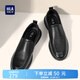 Heilan House (HLA) Men's Shoes Casual Leather Shoes Slip-on Business Casual Slip-On Toe-Layer Cowhide Shoes Men Black 41