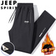 JEEP SPIRIT Jeep sweatpants men's spring and autumn casual pants for middle-aged and young people solid color loose trousers black straight 3XL