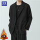 ROMON suit men's spring and autumn trendy loose lapel business single suit casual small suit jacket black XL