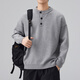 Plunging Henry collar sweater for men in autumn, loose and casual, lazy style, long-sleeved bottoming shirt for men BM2839 black XL recommended 145-160Jin Jin is equal to 0.5 kg