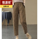 Hengyuanxiang exports big brand thin women's down pants new outer wear winter high-end loose thickened straight cotton pants for women coffee color L recommended 100-115 Jin Jin equals 0.5 kg