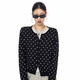 ICH MODE American retro slim polka-dot knitted cardigan for women 2026 new spring and autumn lazy sweater jacket black M