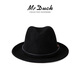 Mr DUCK Australian superfine 90-count wool top hat men's large brim autumn and winter warm felt hat casual high-end British gentleman hat small brim royal black (100% superfine wool)-MW206219 M (suitable for 56-58cm head circumference)