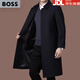 BOSS lapel windbreaker men's spring and autumn long business casual middle-aged knee-length men's thin jacket navy blue 4XL 195 (suitable for 190-205 Jin Jin equals 0.5 kg)