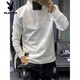 Playboy (PLAYBOY) Henry collar sweatshirt men's spring and autumn style embroidered trendy casual T-shirt long-sleeved bottoming shirt loose men's inner top black regular M