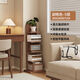 语森忆实木书架落地防倾倒窄书柜隐形置物架立式客厅家用转角学生小书架 胡桃色5层原木加厚
