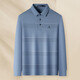 MONTAGUT mulberry silk & brushed lining men's autumn and winter long-sleeved striped POLO shirt with lapel casual business middle-aged and elderly gray blue one size fits all 46 165/84A 120Jin Jin equals 0.5kg within