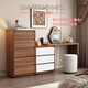 OPPEIN drawer cabinet and dresser integrated bedroom modern minimalist dressing table bedside storage cabinet dressing table corner desk new Chinese style nine-drawer cabinet + dressing table + makeup mirror + makeup stool (walnut set in white) home installation