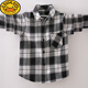 G.duck3-15 years old boys plaid shirt autumn and winter fashionable children's cotton long-sleeved shirt boy cardigan jacket orange 120 cm