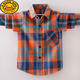 G.duck3-15 years old boys plaid shirt autumn and winter fashionable children's cotton long-sleeved shirt boy cardigan jacket orange 120 cm