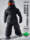 IMGO Black Warrior Professional Children's Ski Wear, Boys and Girls 3L Hard Shell Waterproof and Cotton Thickened Clothing Set, Black Overalls, One Size 150