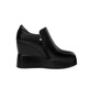 Bidu Greenland brand inner heightening black leather shoes for women invisible inner wedge shoes for all seasons 10 cm high heels platform platform thick sole women's shoes black 36 (230mm)