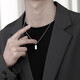 QMXD silver brick necklace men's trendy versatile high-end men's pendant domineering simple fashion student necklace clothing pendant
