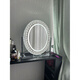 Oval Large Led Crystal Cosmetic Mirror Exquisite Lighting Cosmetic Mirror Desktop Popular Accessible Luxury Smart Filled Light Mirror Silver Medium Plug-in Model