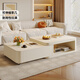 Home Fragrance Dream retractable slate coffee table living room household large and small apartment coffee table table movable cream style modern small table tea table pure white slate retractable coffee table 80*60*40cm