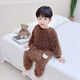 Children's one-piece pajamas autumn and winter flannel double-layer thickened baby baby sleeping bag boy's coral velvet anti-kick 1 picture color 90