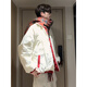 Katuchi American double-sided down cotton jacket men's winter thickened warm cotton coat handsome contrasting color short bread coat bull red + off-white double-sided cotton jacket version XL