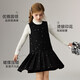 ASK JUNIOR Xiaoxiangfeng children's skirt winter fashion temperament dress for middle-aged and older children girls plus velvet warm princess skirt